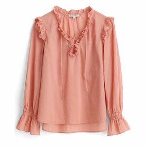 Alex Mill Womens Ruffle Trim Tunic Blouse Size XS City Pink